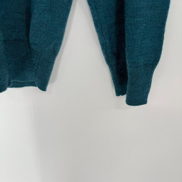 Jos A Bank Traveler's Collection Quarter Zip Sweater Men L Teal Blue Merino Wool - Picture 4 of 7